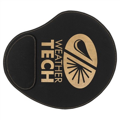 9" x 10 1/4" Black/Gold Leatherette Mouse Pad