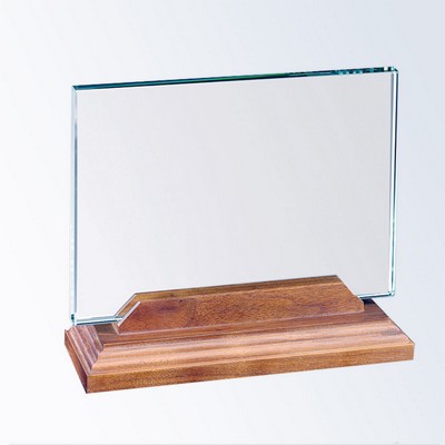 Horizontal Rectangle Award w/Beveled Walnut Base - Medium