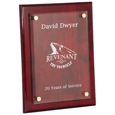 9" x 12" Rosewood Piano Finish Floating Glass Plaque