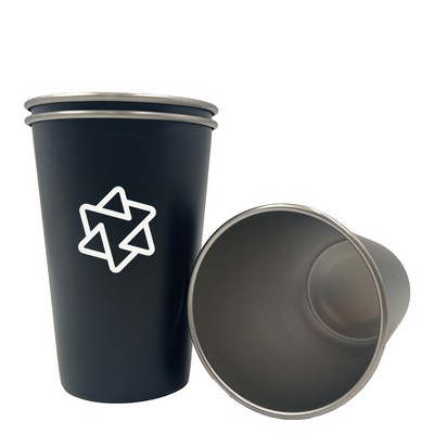 16oz Painted Stainless Steel Tumbler Black