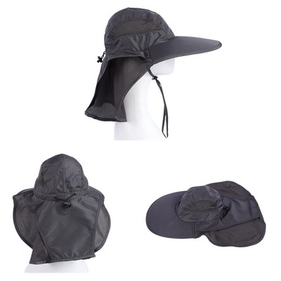 Outdoor Wide Brim Sun Beach Hat With Neck Flap