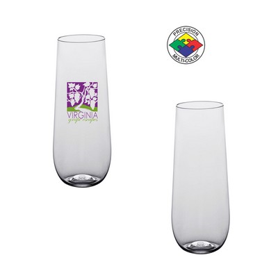10 Oz. BPA Free Clear Light Plastic Champagne Flute - Precision Spot Color