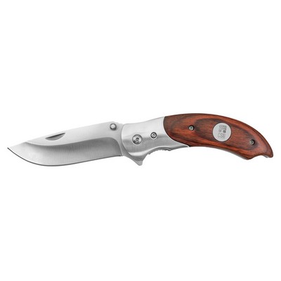 Wooden Handle Knife W/ Silver Medallion