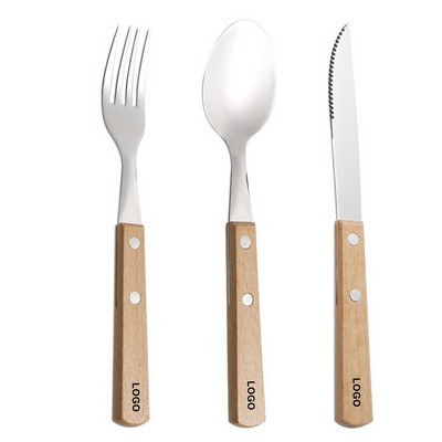 Wooden Handle Custom Engraved Stainless Steel Utensils