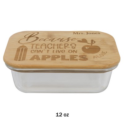 12 oz. Rectangle Glass Container with Bamboo Lid