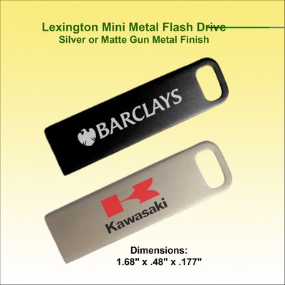 Mini Metal Lexington Flash Drive - Gun Metal or Silver Finish 8GB