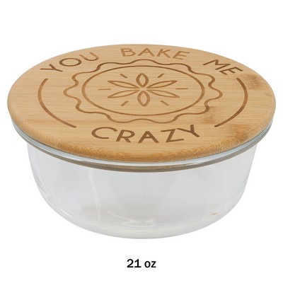 21 oz. Round Glass Container with Bamboo Lid