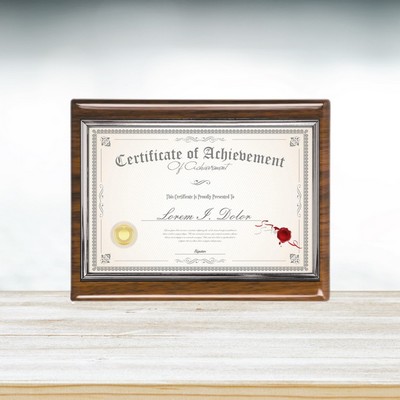 10.5" x 13" Piano Finish Walnut W/Certificate Frame