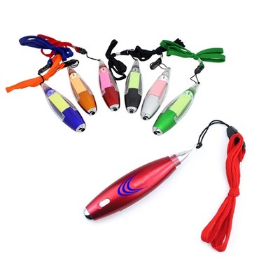 Flashlight Ballpoint Pen with Sticky Notes and Lanyard