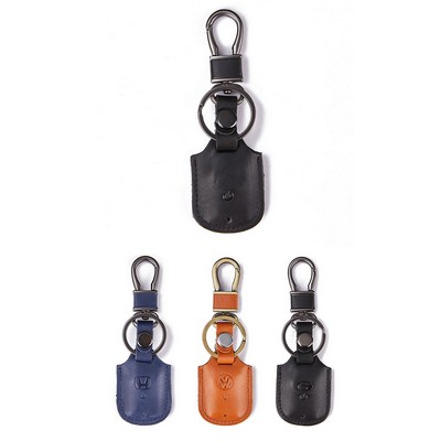 Case Keychain For Tag Holder PU Tag Clip Key Ring