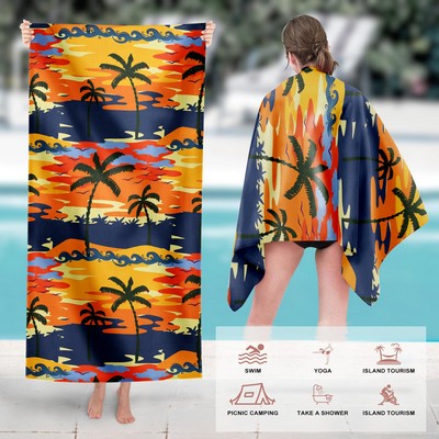 27 1/2" W x 59" L Microfiber Velour Full Color Beach Towel