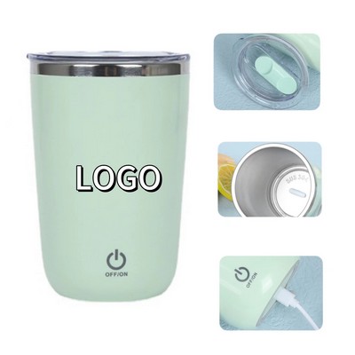 12oz Stainless Steel Self Stirring Cup - Rechargeable with Lid