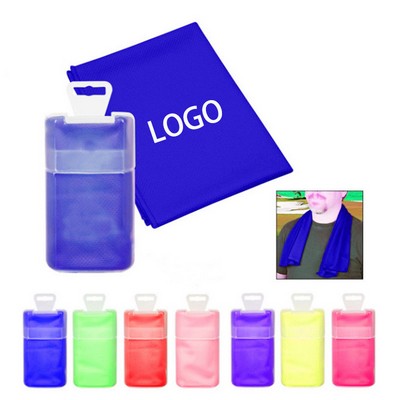 Sports Microfiber Cooling Towel w/Transparent Storage Case 31"x12"