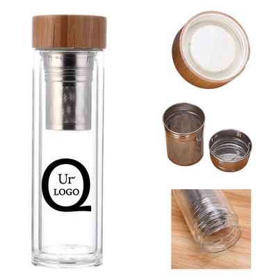 17 Oz Glass Double-Layer Tea Cup/ W Infuser