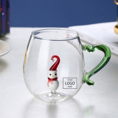 Christmas Glass Mug w/Snowman