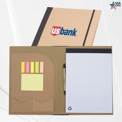 Recycled Padfolio with Pockets, Sticky Notes & Notepad