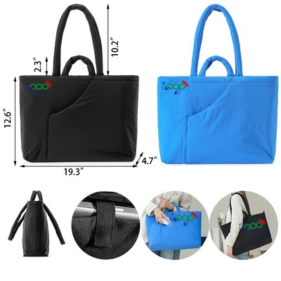 Puffy Tote Bag with Zipper
