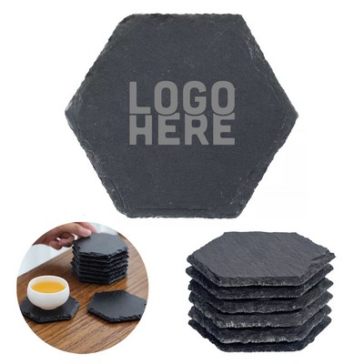 Natural Hexagon Slate Coasters