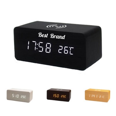 Wireless Charger Alarm Clock with Temperature Display