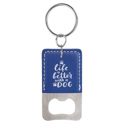Rectangle Leatherette Bottle Opener Keychain