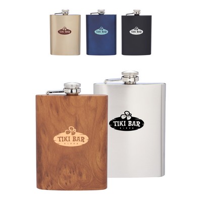 Union Printed - 8 oz. Verano Stainless Steel Hip Flask