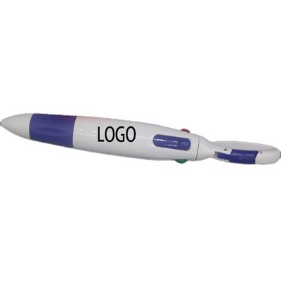Multicolor 4-In-1Ballpoint Pen W/ Carabiner