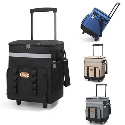 Insulated Cooler Bag with Trolley and Strap