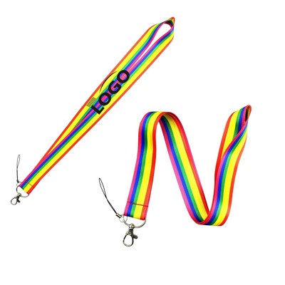 Custom Rainbow Pride Lanyard