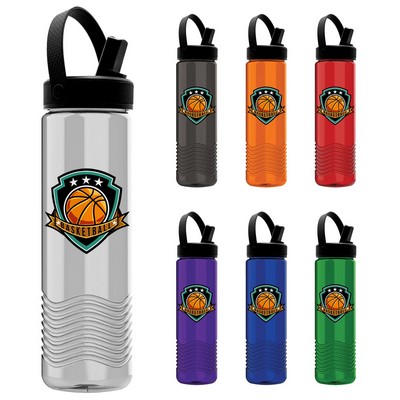 24 Oz. Transparent Wave Bottle w/Flip Straw Swivel Handle Lid - Digital