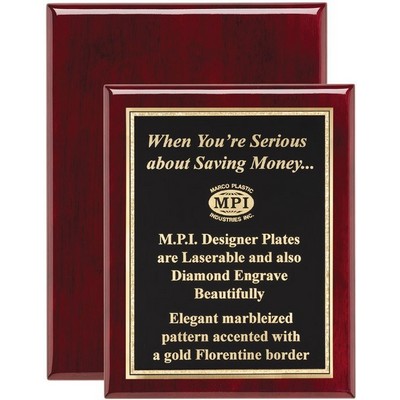 Rosewood Piano Finish Plaque with Florentine Plate , 16 x 20"
