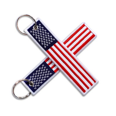 Embroidery American Flag Key Chain