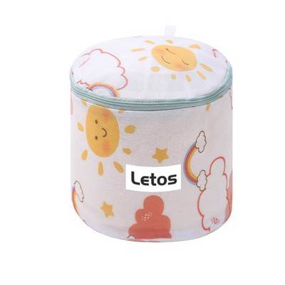 Cylindrical Zippered Mesh Laundry Bags Laundry Wash Bags for Delicates-Woven Label