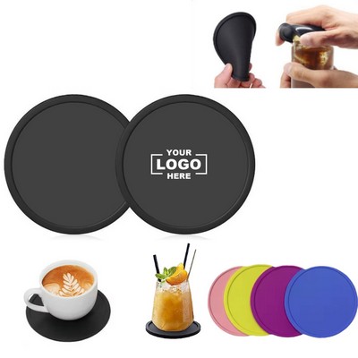 Anti-slip Silicone Beverage Coasters Bottle Opener Function
