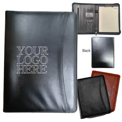 PU Leather Zippered Padfolio