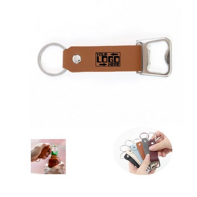 Leather Keychain with Bottle Opener