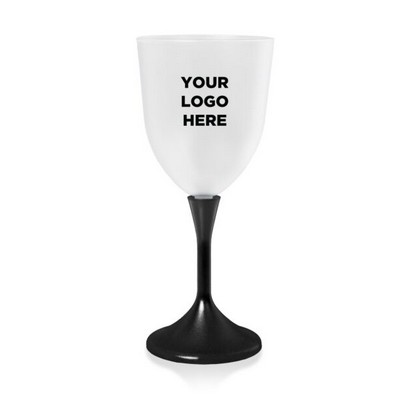 10 Oz. Laser Engraved Light Up Frosted Wine Glass w/Black Stem