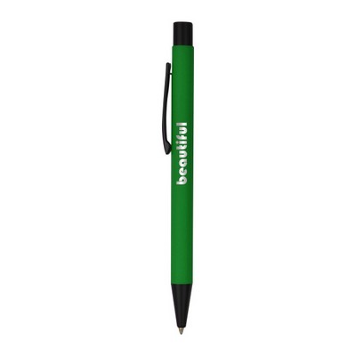 Soft Rubber Click Metal Ballpoint Pen with Chrome Engraving