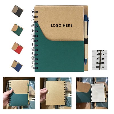 Portable Kraft Notebook Set with Pen