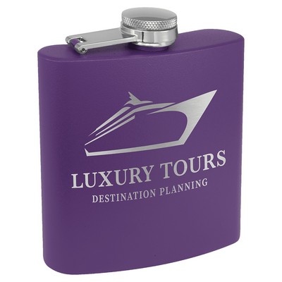 6 oz. Matte Purple Powder Coated Stainless Steel Flask