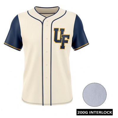 Men's Sublimation Full-Button Baseball Jersey 200G Interlock