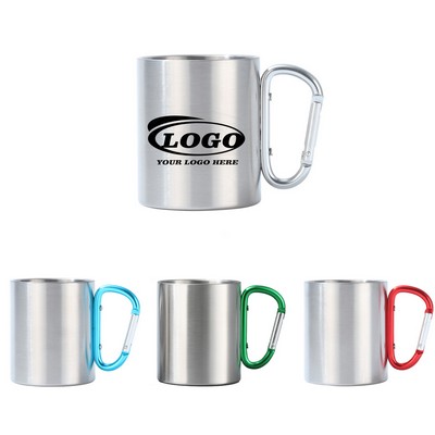9.5OZ Dual-Layer Stainless Steel Mug w/ Carabiner Handle