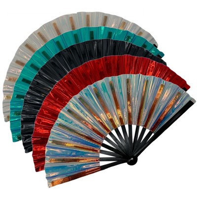 Holographic Folding Plastic Fan