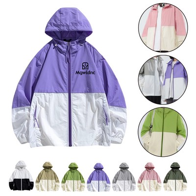 Lightweight Breathable Sun Protection Jacket with Color Block Design