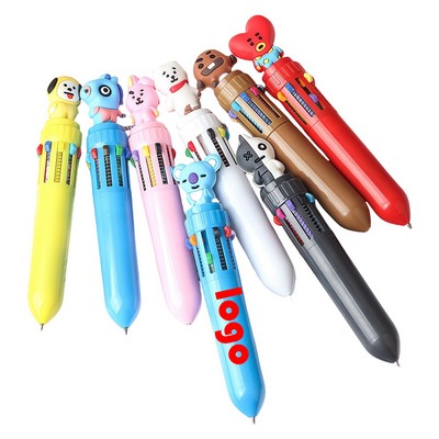 10-in-1 Multi-color Retractable Ballpoint Pens for Office & School