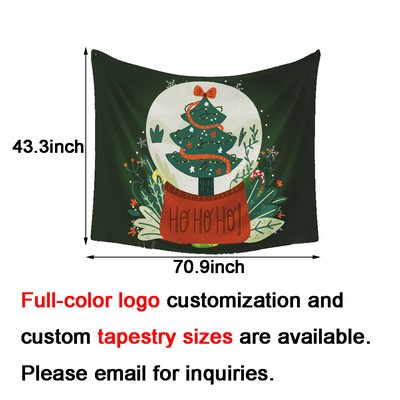 Custom Reusable Short Pile Fleece Holiday Wall Hanging Tapestry 71''x43''
