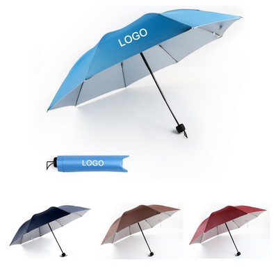 Solid-Colored Compact Manual Umbrella for Rain