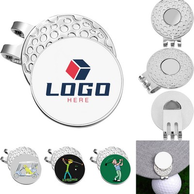 1.18" Magnetic Golf Hat Clip, Silver Custom Logo Plate