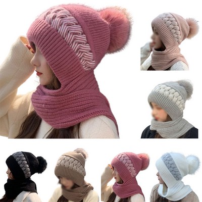 Versatile Knit Scarf-Hat Combo