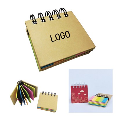 Aesthetic Double-Coil Sticky Notes - 6-Layer Index Tabs