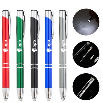 Metal Ballpoint Pens with LED Light